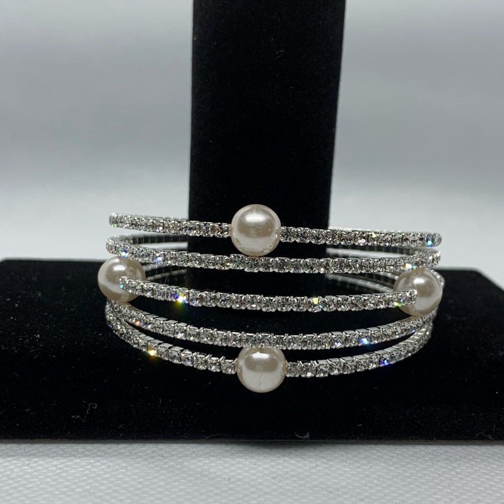 Wedding, night out, this five row one-pc bracelet. Will not disappoint.